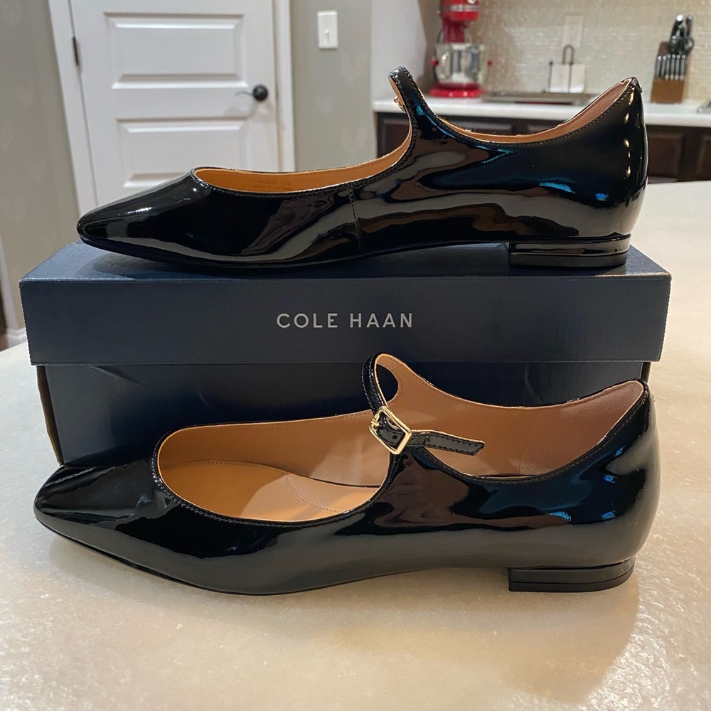 Cole Haan Black Patent Mary Jane Ballet Flat 10